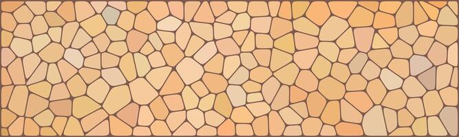 Warm-toned mosaic tile pattern with irregular polygon shapes and brown grout lines, ideal for rustic, natural, or decorative backgrounds and surfaces. vector