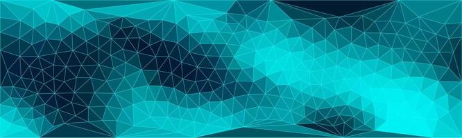 Futuristic low poly background in shades of cyan and blue, forming a geometric mesh pattern with dynamic, wave-like depth and dark contrasting areas. vector