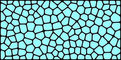 An abstract pattern of bright cyan cells on a black background, forming an irregular, organic mosaic that resembles cracked glass or a cellular structure. vector