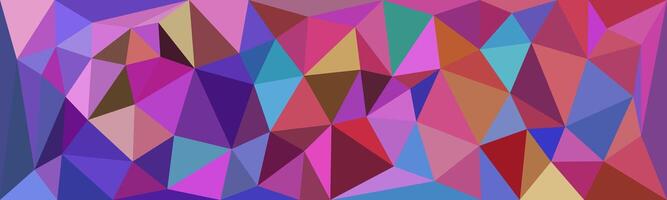 A colorful abstract low-poly background featuring various shades of purple, pink, red, and blue in a dynamic triangular pattern, creating a vibrant geometric texture. vector