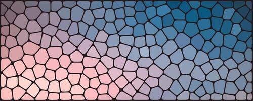 Abstract mosaic pattern with irregular cells, transitioning from soft pink and lavender tones on the left to cool blue hues on the right. vector