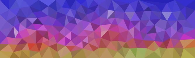 A geometric mosaic of triangles blends cool blues and purples at the top into warm pinks, oranges, and greens at the bottom, creating a gradient effect. vector