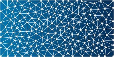 A blue gradient background with a white geometric mesh of interconnected lines and dots, forming a dynamic digital network pattern. vector