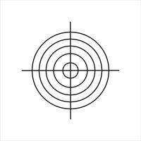 Simple target with concentric circles and crosshairs, drawn in black and white vector