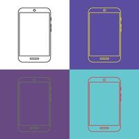 Stylized smartphone outline on split colorful backgrounds. vector