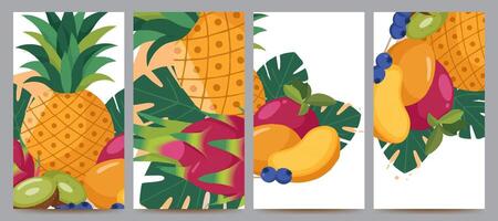 abstract fruit background set design vector