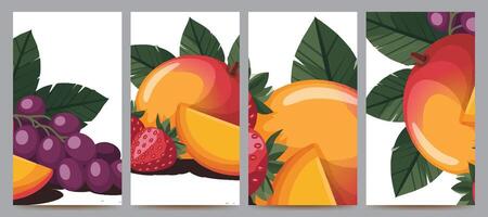 colorful abstract fruit background set design vector