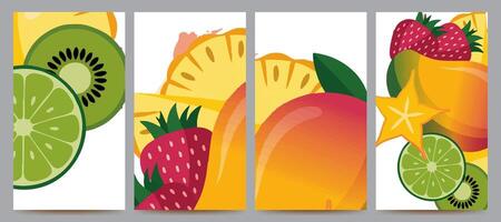 abstract fruit background set design trendy vector