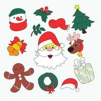 Unique lowbrow art Christmas element set, hand-drawn with quirky festive charm. Perfect for holiday designs. vector