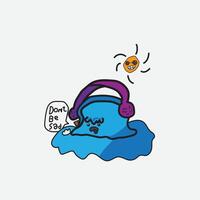 Don't Be Sad A Cheerful ice cube Listening to Music vector