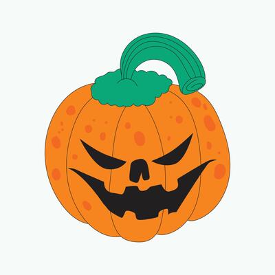 Hand drawn freak pumpkin character for Halloween spooky themed design.
