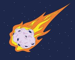 Falling meteor hitting an asteroid in space, perfect for science, astronomy, and cosmic impact illustrations. vector