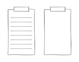 Rectangle memo notepad paper sheet, sticky note, reminder, to do list, sticky tape. Bullet journal elements in line art doodle style. vector