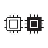 Illustration of Two CPU Microchips, Stroke line icons set of chip. Simple symbols for app development and website design vector