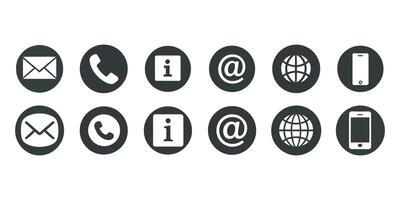 Social Media Contact Icons, Business icon for company connection set in different style. Name, phone, mobile, place, location, mail, website and message card sign vector