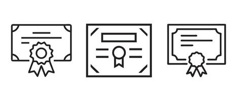 Outline Certificates with Ribbons, Representing Achievement, Certificates icons set, Ideal for celebrating achievements. illustration vector