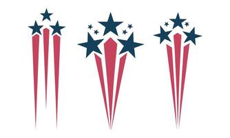 Patriotic Stars and Stripes Trail Set, USA flag, Set of red blue stripes with stars , Design elements, 4th of July, Memorial day, Veterans day, Logo vector