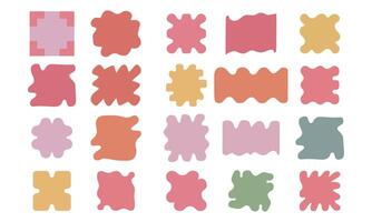 Abstract Retro Shape Set, Cool Abstract Geometric Shapes. Trendy Y2K Retro Badges Design. Sticker Label Elements. Minimal Frame Patch vector