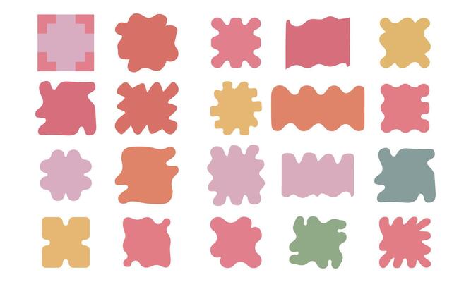 Abstract Retro Shape Set, Cool Abstract Geometric Shapes. Trendy Y2K Retro Badges Design. Sticker Label Elements. Minimal Frame Patch