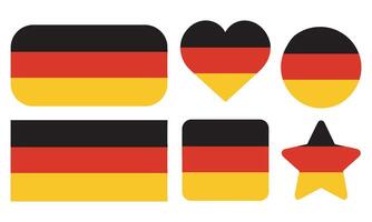 German Flag Shape Collection, German flags set in square, circle, waving flag and heart shape icons various designs element. German flags collection different style. illustration vector