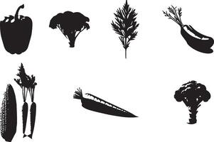 Silhouette collection of various vegetables vector
