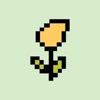 Charming of simple pixel flower on soft meadow green backgorund vector