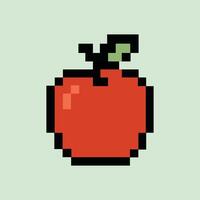 Pixel red apple icon on soft green background vector