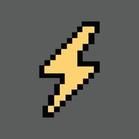 Pixel lightning bolt glowing on moody storm grey background vector