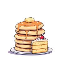 delicious pancakes and cake creating the perfect image for breakfast lovers vector