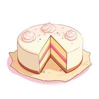 delicious cake showing filling with whipped cream and sprinkles vector