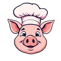 smiling pig chef wearing a white toque, a culinary delight vector
