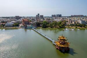 Scenery of Lotus Pond located in Kaohsiung City, Taiwan photo
