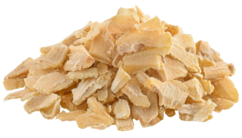 dehydrated ginger slices in light brown color showing rough texture and dry herb form on isolated background for culinary and medicinal use png
