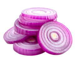 stack of sliced red onion rings with detailed texture, vibrant purple layers, cooking ingredient on isolated background png