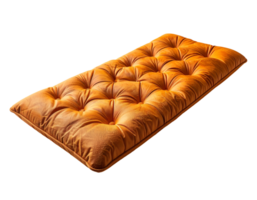 realistic orange crash pad with soft velvet texture and deep tufted cushion design on isolated white background for interior or furniture design png