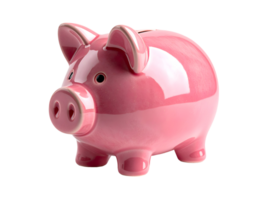 classic pink ceramic piggy bank isolated on white background for savings and finance concept png