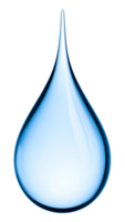 realistic falling water drop with soft reflection and clear blue tone on isolated background, high quality hydration symbol png