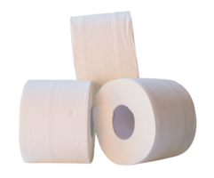 Three rolls of white tissue paper or toilet paper isolated in file format png