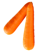 Top view of two fresh orange carrots in stack isolated with clipping path in file format png