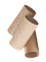 A group of tissue paper cores or toilet paper tubes in stack after used out of tissue paper isolated with clipping path in file format png