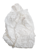 Top view of white crumpled tissue paper ball after use isolated with clipping path in format png