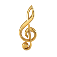 A three dimensional golden treble clef symbol isolated on a transparent background this image is perfect for musical projects websites or any design needing a luxurious touch png
