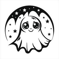 chibi style ghost with starry background cute nig vector