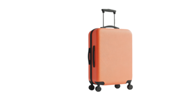 3D Render Of Orange Textured Suitcase On Transparent Background With Wheels And Handle png