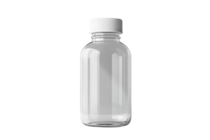 Clear Plastic Bottle with White Cap on Transparent Background png