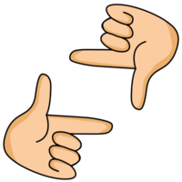 A boy Pointing Hands Forming a Frame. flat style png