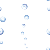 Streams of water bubbles vertical watercolor seamless pattern for kids designs. Stripes of transparent spheres from air different size. Hand drawn illustration splater round blobs for babies textile. png