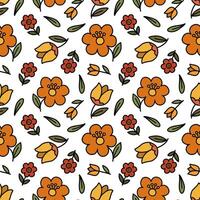 Seamless flower pattern on a white background. Drawing of botanical elements. vector