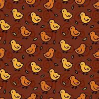 Easter flower chicken pattern, seamless pattern, warm background, natural, wrapping paper, flat style, illustration. vector