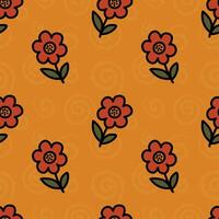 Garden floral print in the form of summer flowers, seamless pattern, warm background, natural, wrapping paper, flat style vector